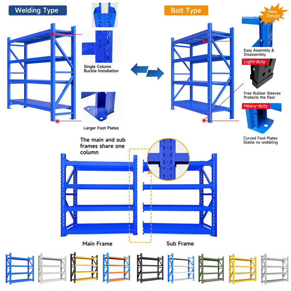 Étagère de rangement sans boulons en acier robuste de 800 kg/couche