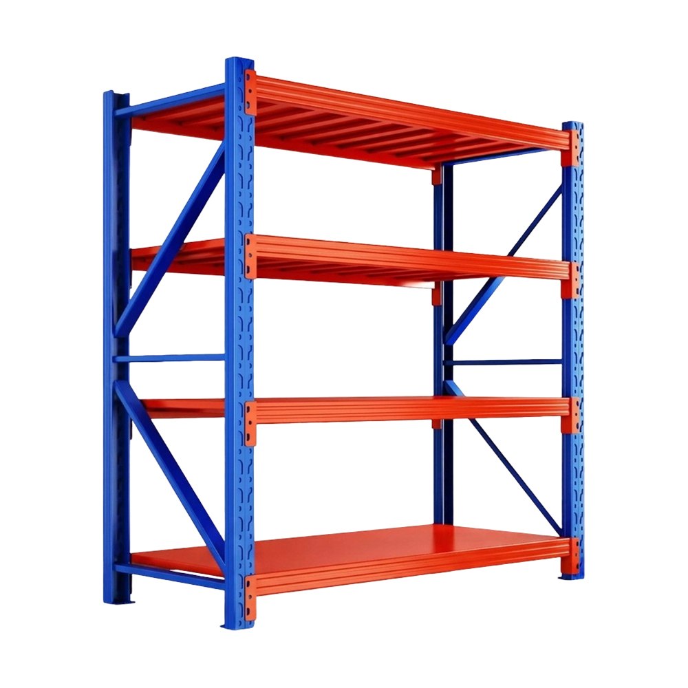 Étagère de rangement en acier à usage moyen à 4 couches bleu orange Étagère de rangement en acier à usage moyen à 4 couches bleu orange