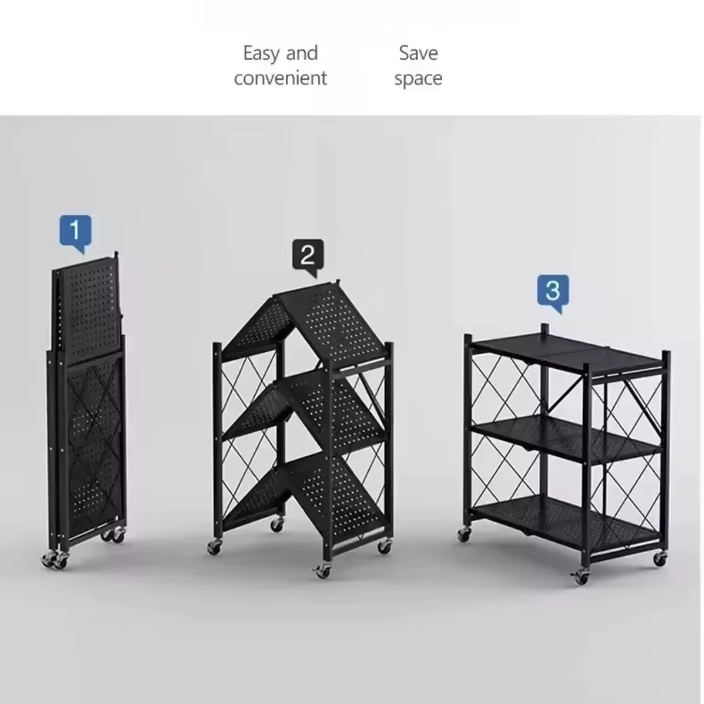Étagères de rangement pliables à plusieurs niveaux de grande capacité pour la maison