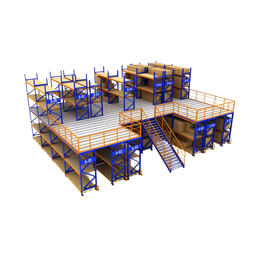 Système de rayonnage au sol mezzanine industriel pour entrepôt