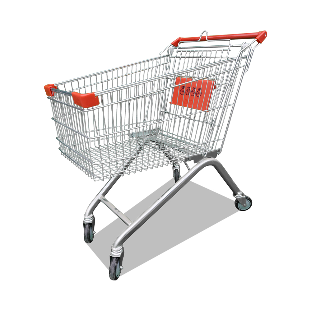 Chariot de supermarché à poussée manuelle, 4 roues